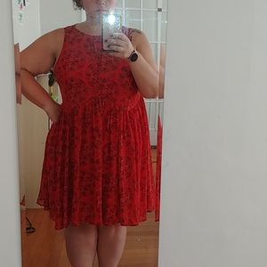 Orange print sheer dress